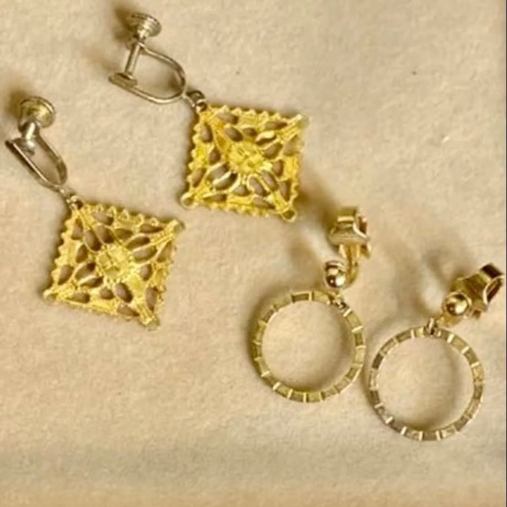 Retro Delicate Gold Clip On Earring Set